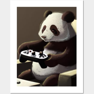 Panda mit Controller Posters and Art